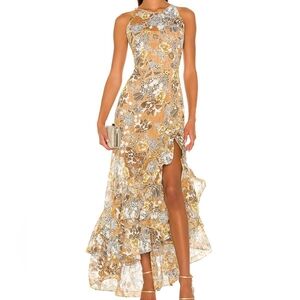 NWT Bronx & Banco Sicillia Floral Ruffle Maxi Dress Size 4/Small